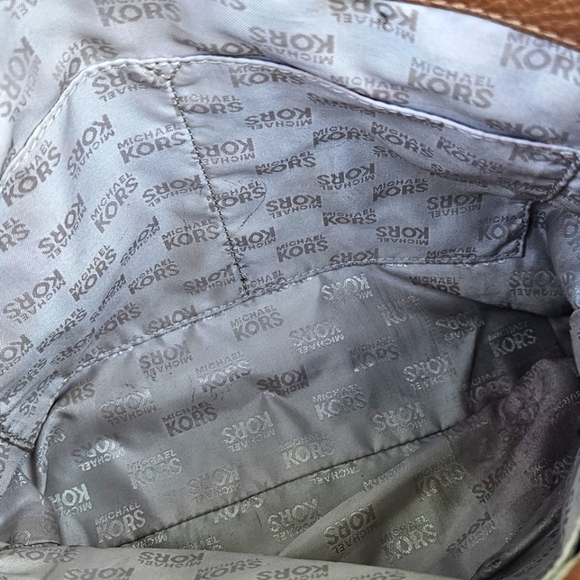 MICHAEL KORS Cognac Brown Pebbled Leather Gold Chain Handle Shoulder Bag EUC - Picture 6 of 6